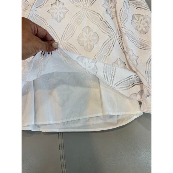 LOFT Women's XS White Mosaic Lace Blouse - Picture 5 of 6